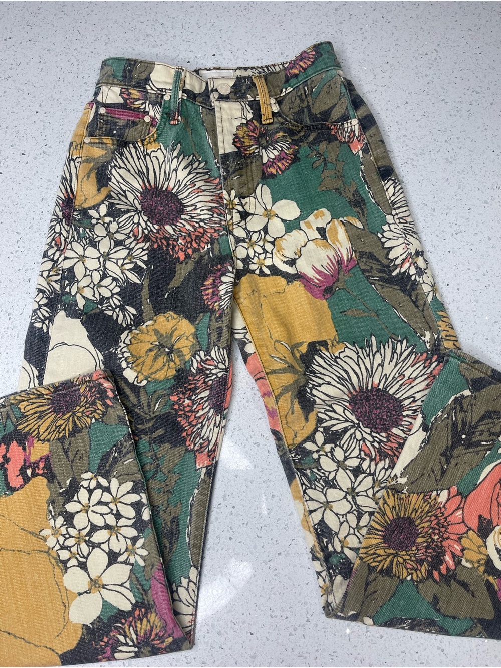 MOTHER Floral Print The Rambler Zip Ankle Jeans - Build Me Up Buttercup
